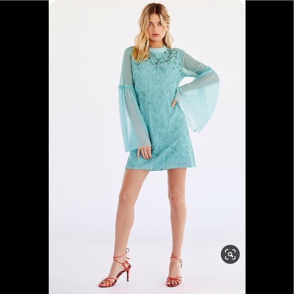 NWT $300 Free People Cleo Mini Dress Canton Size 10 Green Cocktail Open Back - Picture 4 of 16